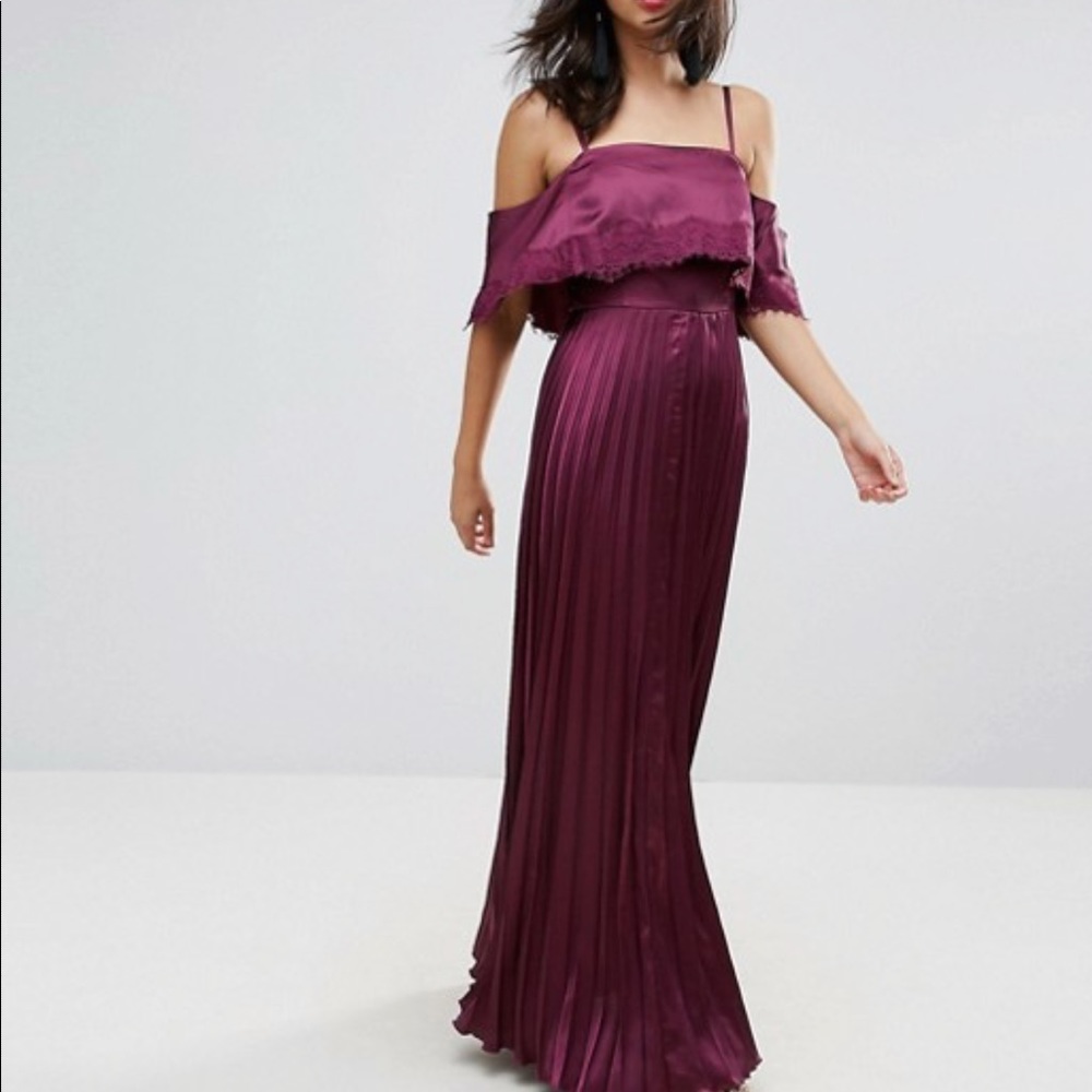 Asos Plum Pleated Dress